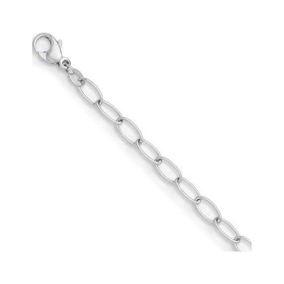 Auriga 14K White Gold Polished 4.5 mm Solid Oval Link Chain Necklace for Mens 20"