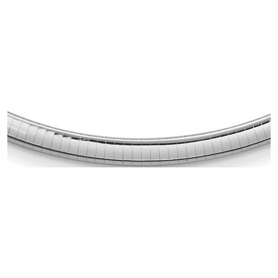Auriga 14K White Gold Polished 6 mm Solid Domed Omega Chain Necklace for Mens 20"