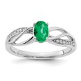thumbnail image 1 of Auriga 14K White Gold Polished Emerald and Diamond Ring for Women Size 7 (0.07ct, Clarity- I2), 1 of 5