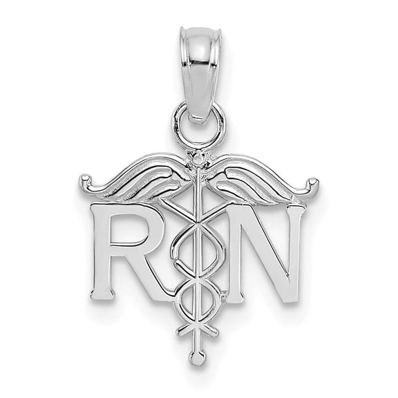 Auriga Fine Jewelry 14K White Gold RN Registered Nurse Pendant for Women