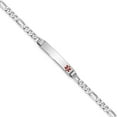 thumbnail image 1 of Auriga 14K White Gold Red Enamel Figaro Link Id Bracelet 8 inch for Women(L- 8inch, W- 5.5mm), 1 of 6