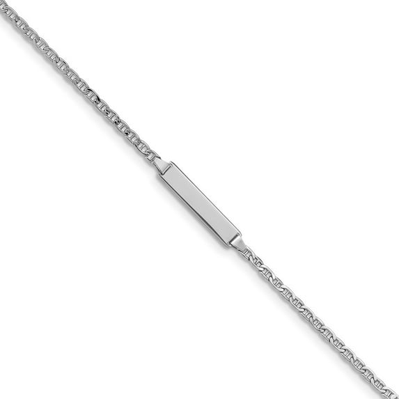 Auriga 14K White Gold Semi-Solid Anchor Link Id Bracelet 5.5 inch for Women