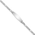 thumbnail image 1 of Auriga Fine Jewelry 14K White Gold Semi-Solid Figaro Id Bracelet 6 inch for Women, 1 of 5