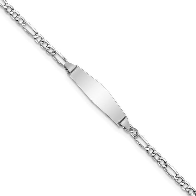 Auriga Fine Jewelry 14K White Gold Semi-Solid Figaro Id Bracelet 6 inch for Women