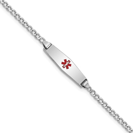 Auriga 14K White Gold Semi-Solid Soft Cuban Id Bracelet 6 inch for Women(L- 6inch, W- 5.5mm)