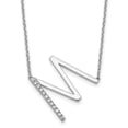 thumbnail image 1 of Auriga Fine Jewelry 14K White Gold Sideways Diamond Initial M Necklace for Women, 1 of 5