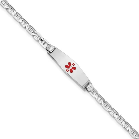 Auriga 14K White Gold Soft Anchor Link Id Bracelet 7 inch for Women(L- 7inch, W- 7.5mm)