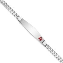 Auriga 14K White Gold Soft Flat Curb Link Id Bracelet 7 inch for Women(L- 7inch, W- 9mm)