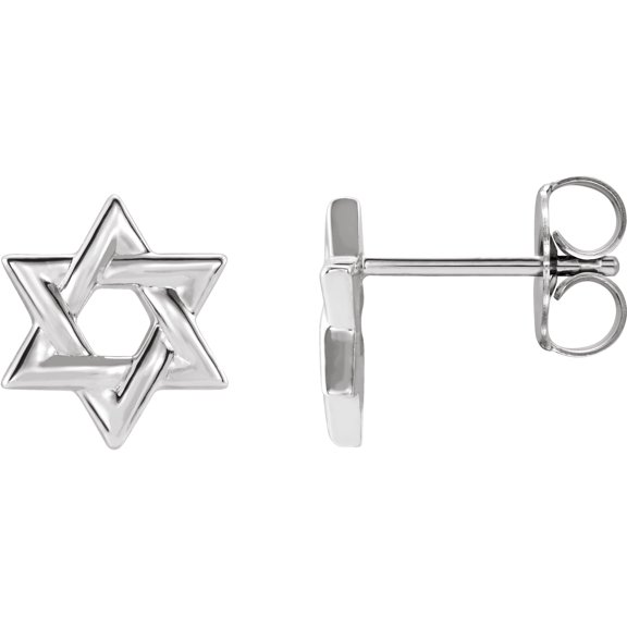 Auriga 14K White Gold Star of David Earrings for Women