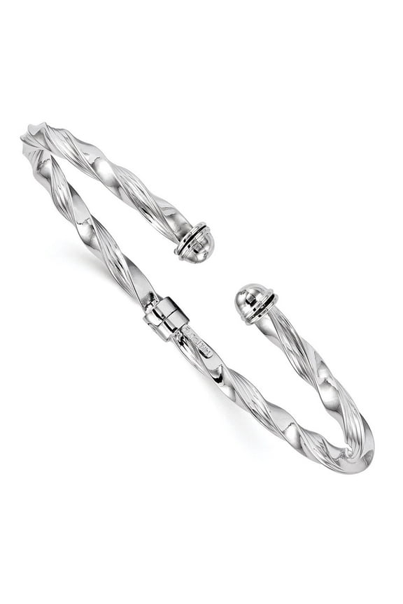 Fine Jewelry 14K White Gold Textured Hinge Cuff Bangle for Women