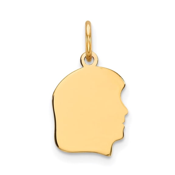 Auriga 14K Yellow Gold .011 Gauge Engravable Head Charm for Women (L-18mm, W-10mm)