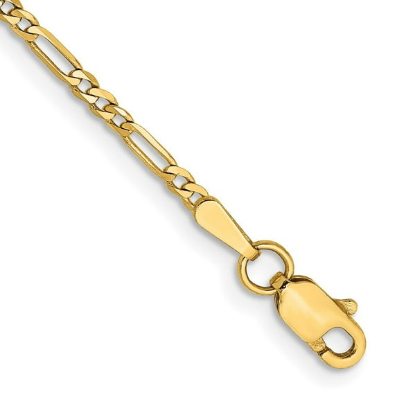Auriga Fine Jewelry 14K Yellow Gold 1.8mm Flat Figaro Anklet 9inch for Women