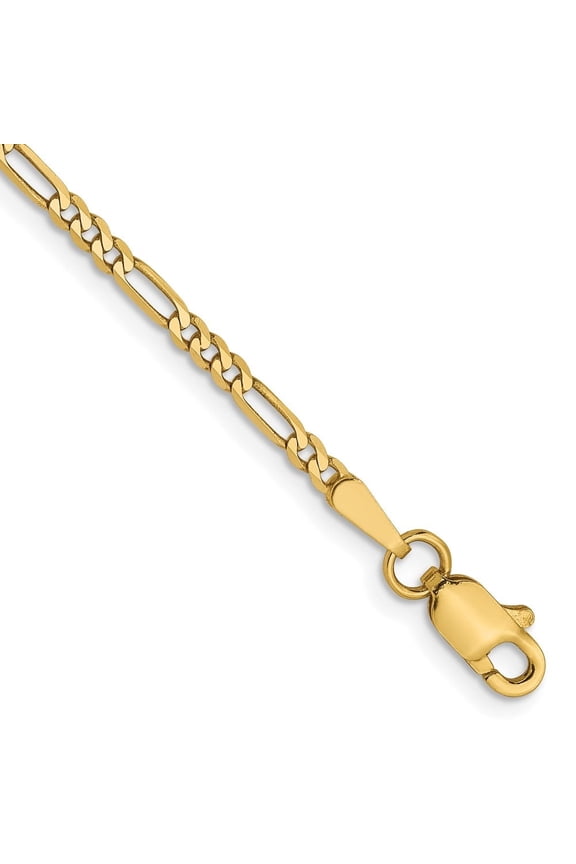 Fine Jewelry 14K Yellow Gold 1.8mm Flat Figaro Chain Bracelet 8 inch for Women