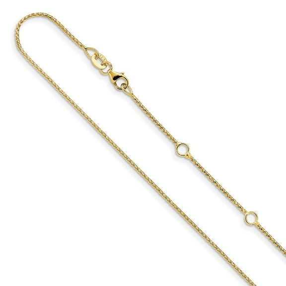Auriga Fine Jewelry 14K Yellow Gold 1 mm Diamond-cut Open Franco 1in+1in Adjustable Chain Necklace for Women 18"