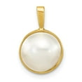 thumbnail image 1 of Auriga 14K Yellow Gold 10-11mm White Saltwater Mabe Pearl Pendant for Women (L-16.25mm, W-12.4mm), 1 of 6