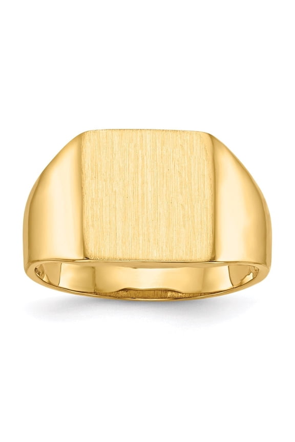 14K Yellow Gold 11.5x11.0 mm Open Back Signet Ring for Mens Size 8