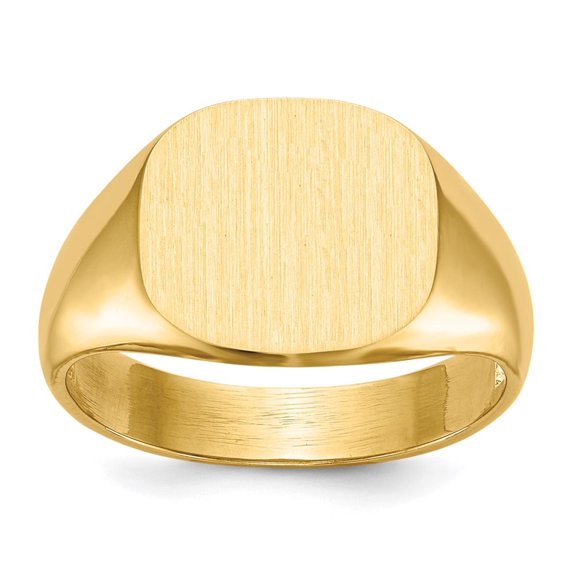 Auriga Fine Jewelry 14K Yellow Gold 12.0x13.5 mm Open Back Signet Ring for Men Size 10