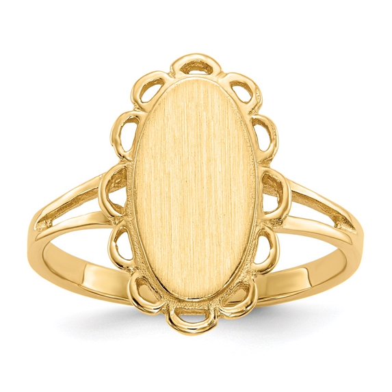 Auriga 14K Yellow Gold 13.0x7.0 mm Open Back Signet Ring for Women Size 6
