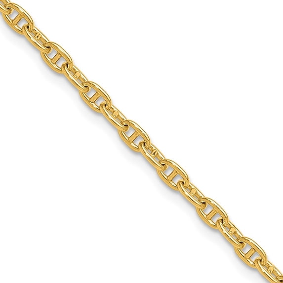 Auriga Fine Jewelry 14K Yellow Gold 3.0 mm Mariners Link Chain Necklace for Women 18"