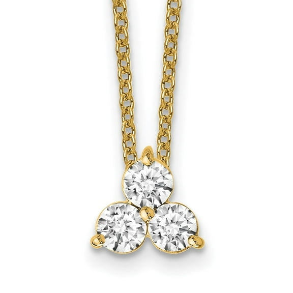 Auriga Fine Jewelry 14K Yellow Gold 3.5 mm Lab Grown Diamond 3 Stone Necklace for Women 18"