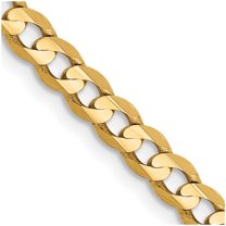 Auriga 14K Yellow Gold 3.8 mm Open Concave Curb Chain Necklace for Women 18"