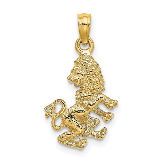 Auriga Fine Jewelry 14K Yellow Gold 3-D Leo Zodiac Charm Pendant for Women (L-21.7 mm,W-10.9 mm)