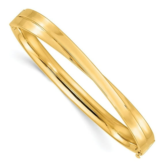 Auriga 14K Yellow Gold 4/16 Bypass Hinged Bangle 7 inch for Women