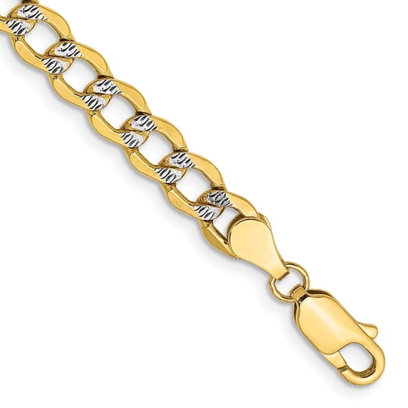 Auriga Fine Jewelry 14K Yellow Gold 5.2mm Semi-Solid Curb Bracelet 8inch for Women