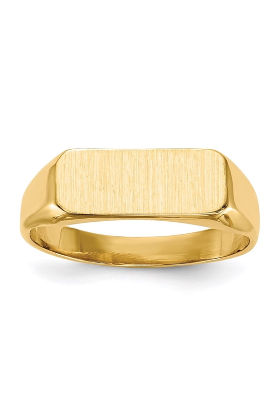 14K Yellow Gold 5.5x13.5 mm Closed Back Signet Ring for Women Size 6