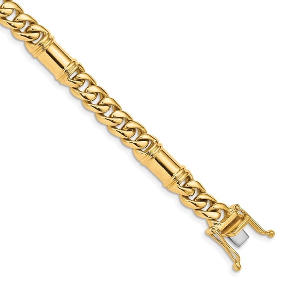 Auriga Fine Jewelry 14K Yellow Gold 7.5mm Fancy Link Bracelet 8inch for Women