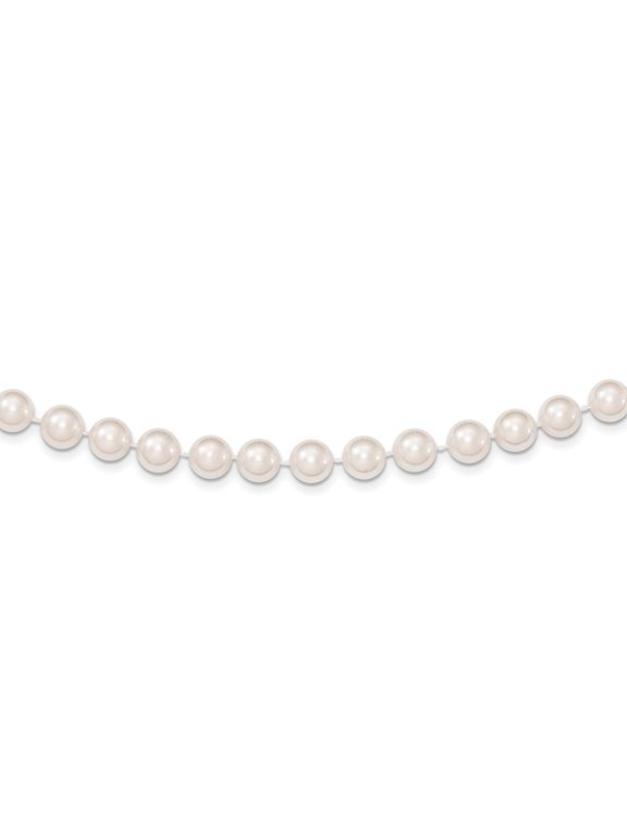 14K Yellow Gold 7-8 mm Round White Saltwater Akoya Cultured Pearl Necklace for Women 18"