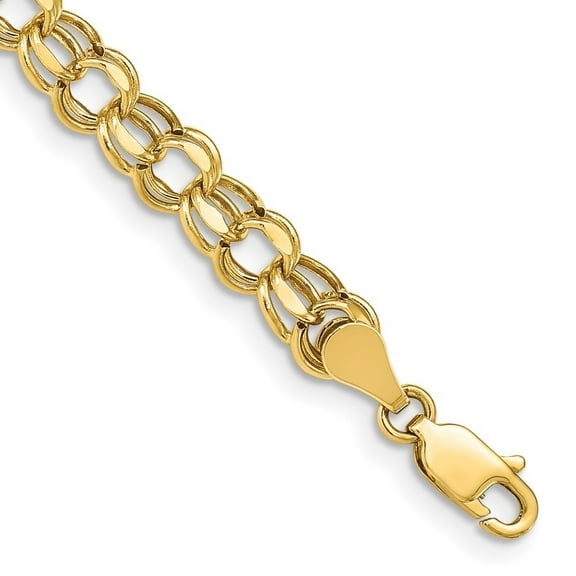 Auriga 14K Yellow Gold 7In 5.5mm Hollow Double Link Charm Bracelet 7 inch for Women
