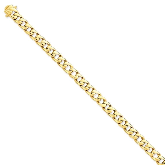Auriga 14K Yellow Gold 8mm Solid Curb Bracelet 9 inch for Women