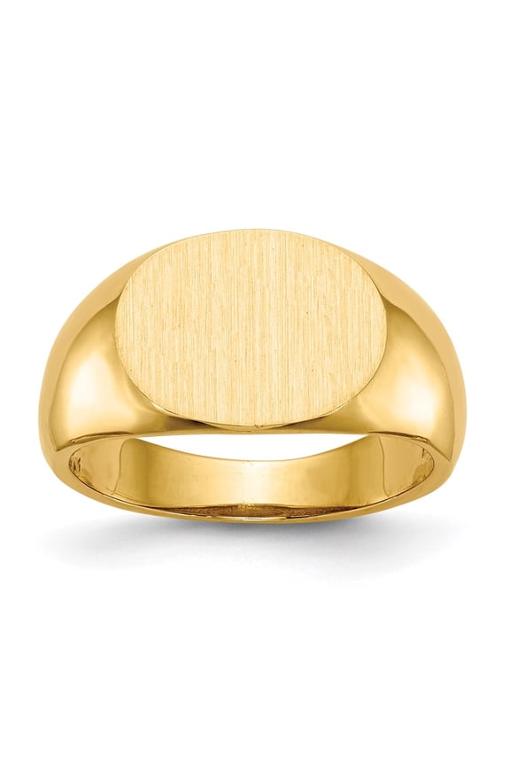 14K Yellow Gold 9.5x12.5 mm Open Back Signet Ring for Women Size 6