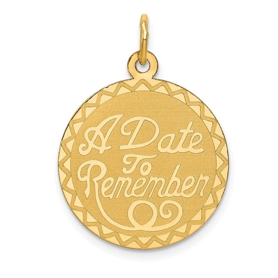 Auriga 14K Yellow Gold A Date To Remember Charm Pendant for Women (L-27mm, W-19mm)