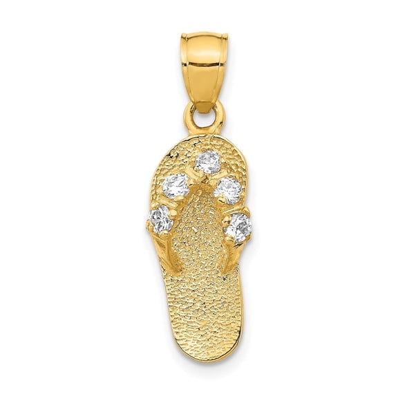 Auriga Fine Jewelry 14K Yellow Gold April Cubic Zirconia Birthstone Flip Flop Pendant for Women (L-25 mm,W-8 mm)