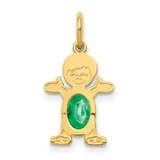 Auriga 14K Yellow Gold Boy 6X4 Oval Genuine Emerald-May Pendant for Women (L-21mm, W-12mm)