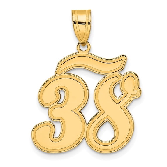 Auriga 14K Yellow Gold Brushed Border Script Number 38 Pendant for Women