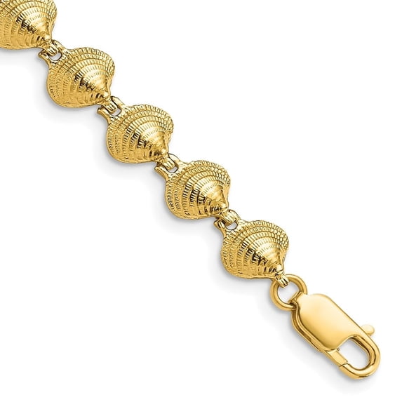 Auriga Fine Jewelry 14K Yellow Gold Clam Shell Bracelet 7 inch for Women