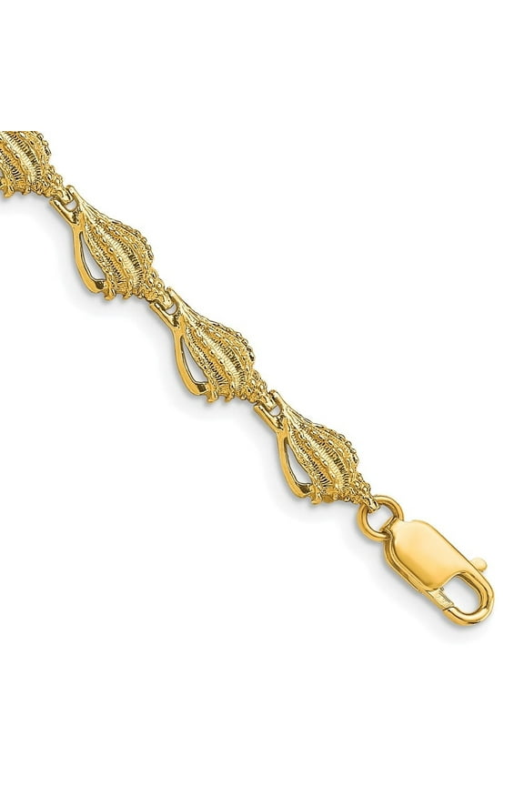 Fine Jewelry 14K Yellow Gold Conch Shell Bracelet 7.25 inch for Women