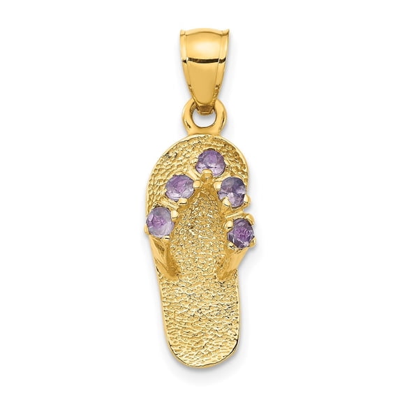 Auriga 14K Yellow Gold Cubic Zirconia Birthstone Flip Flop Pendant for Women (L-25 mm,W-8 mm)