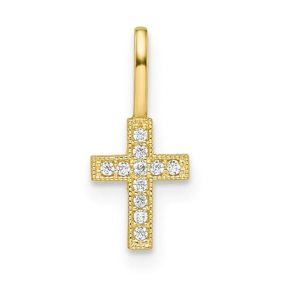 Auriga 14K Yellow Gold Cubic Zirconia Cross Pendant for Women (W-6mm)
