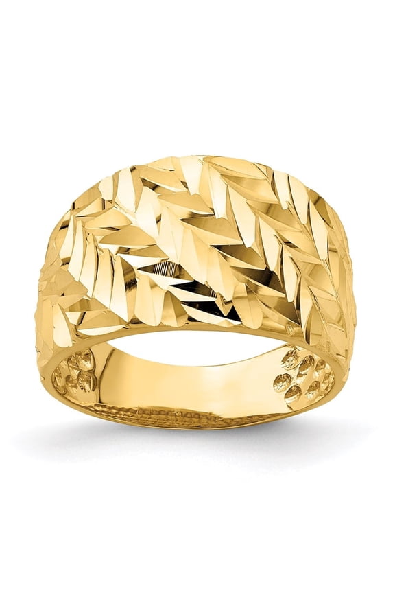 Fine Jewelry 14K Yellow Gold D/C Arrow Slash Dome Ring for Women Size 7