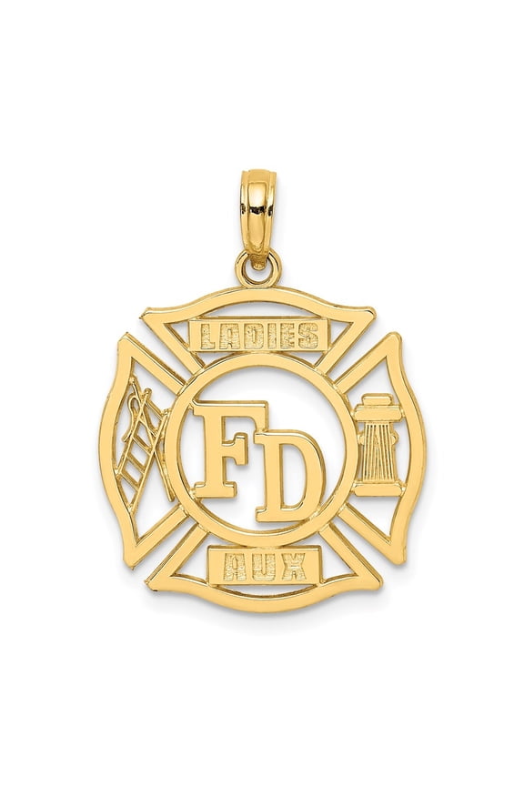 14K Yellow Gold Fd Ladies Aux In Shield Charm Pendant for Women (L-20.8 mm,W-20.8 mm)