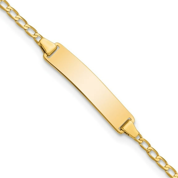 Auriga 14K Yellow Gold Flat Curb Link Id Bracelet 5.5 inch for Women