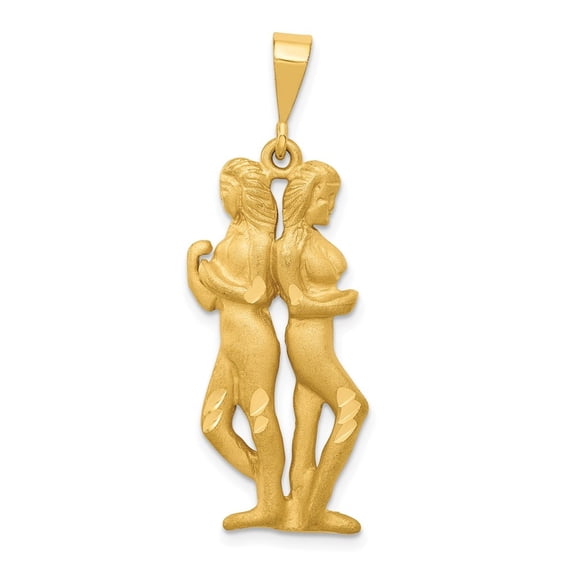 Auriga 14K Yellow Gold Gemini Zodiac Charm Pendant for Women (L-40 mm,W-14 mm)