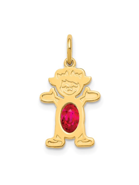 Fine Jewelry 14K Yellow Gold 6X4 Oval Genuine Ruby-July Pendant for Women (L-21mm, W-12mm)