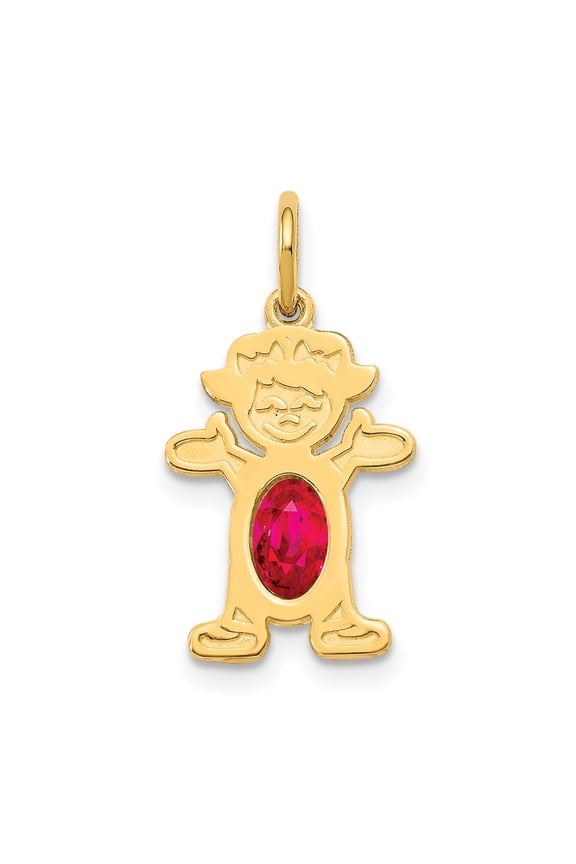 Fine Jewelry 14K Yellow Gold 6X4 Oval Genuine Ruby-July Pendant for Women (L-21mm, W-12mm)