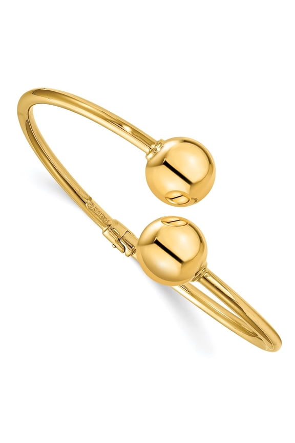 14K Yellow Gold Hinged Cuff Bangle 6 inch for Women