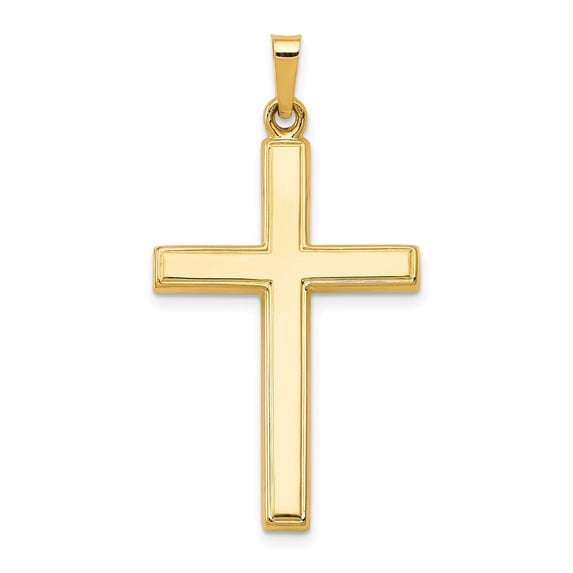 Auriga Fine Jewelry 14K Yellow Gold Hollow Cross Pendant for Women (L - 36mm, W - 19mm)